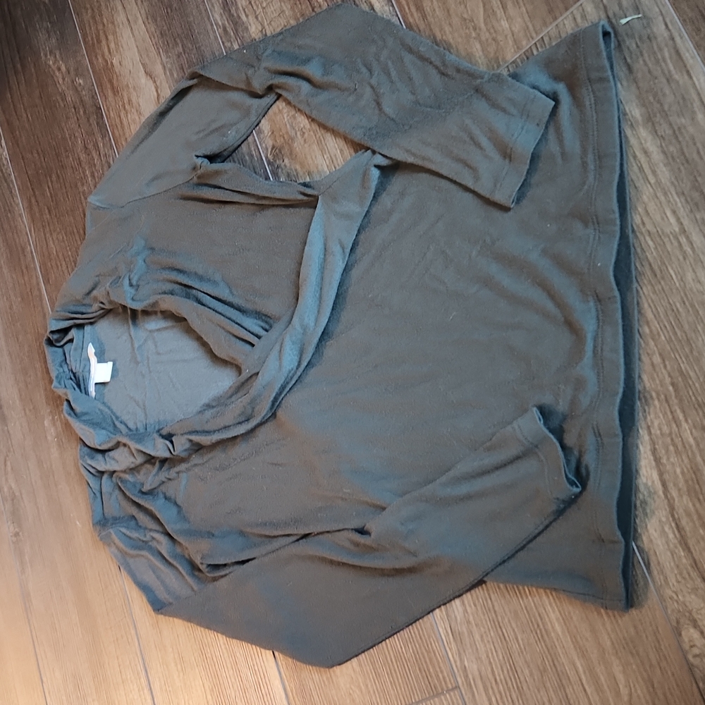 EUC Olive Green Faux Wrap Top